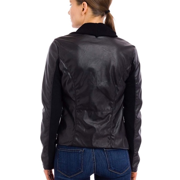 NWT BlankNYC Vegan Leather and Knit Crepe Jacket - Picture 2 of 6